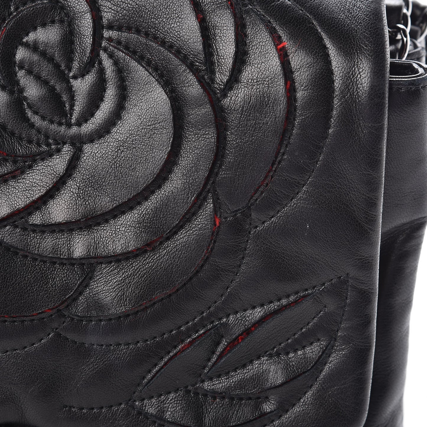 Lambskin Tweed Large Camellia Petals Flap Black