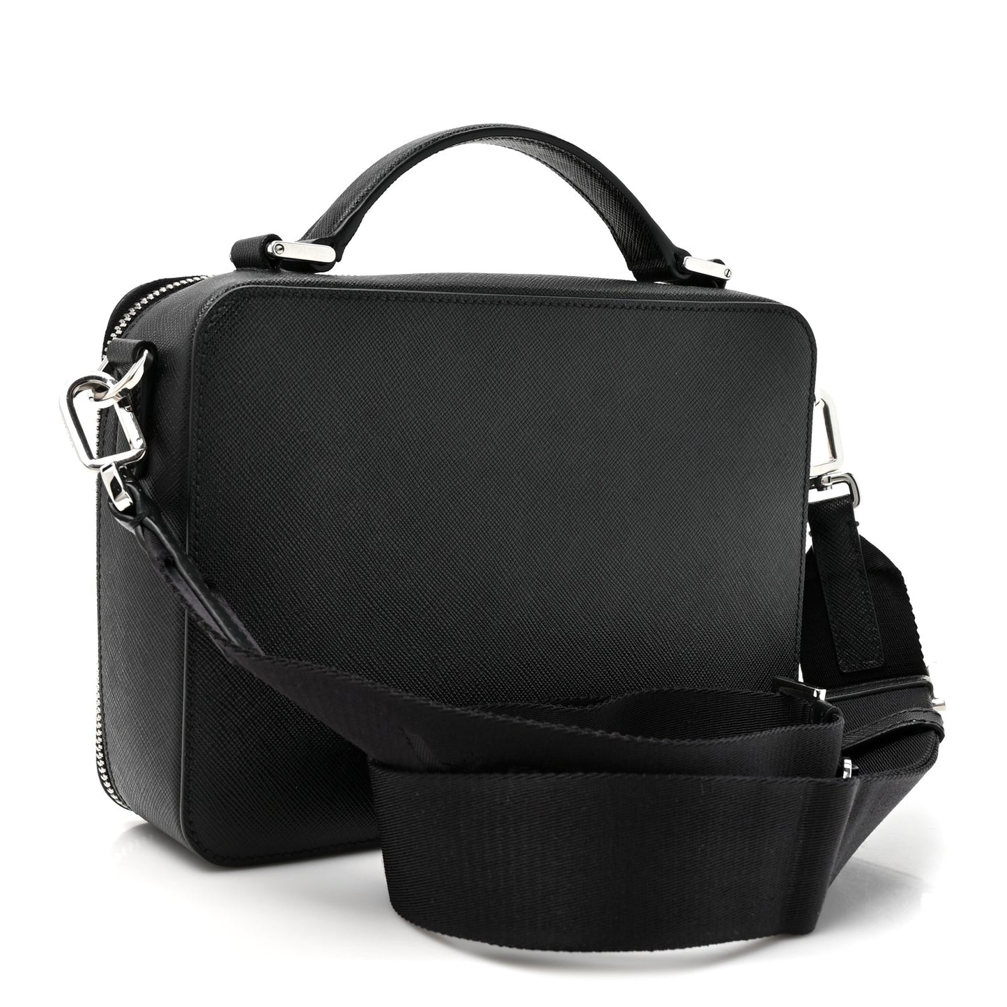 Saffiano Travel Medium Brique Crossbody Bag Black