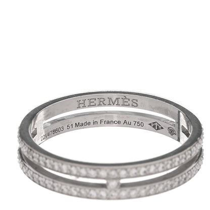 Hermes 18K White Gold Diamond Ariane Wedding Band Ring 51 5.75 4 of 5