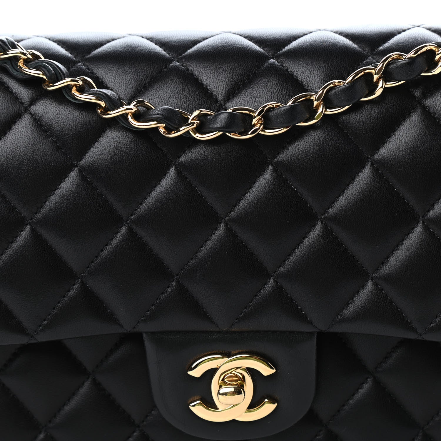Chanel Lambskin Quilted Medium Double Flap Black 10 of 11
