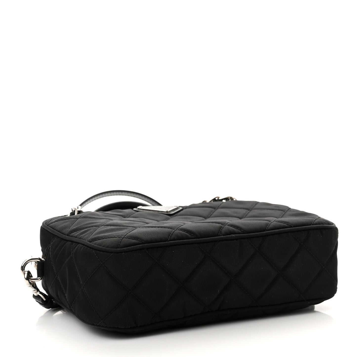 Nylon Tessuto Impuntu Quilted Bandoliera Crossbody Bag Black