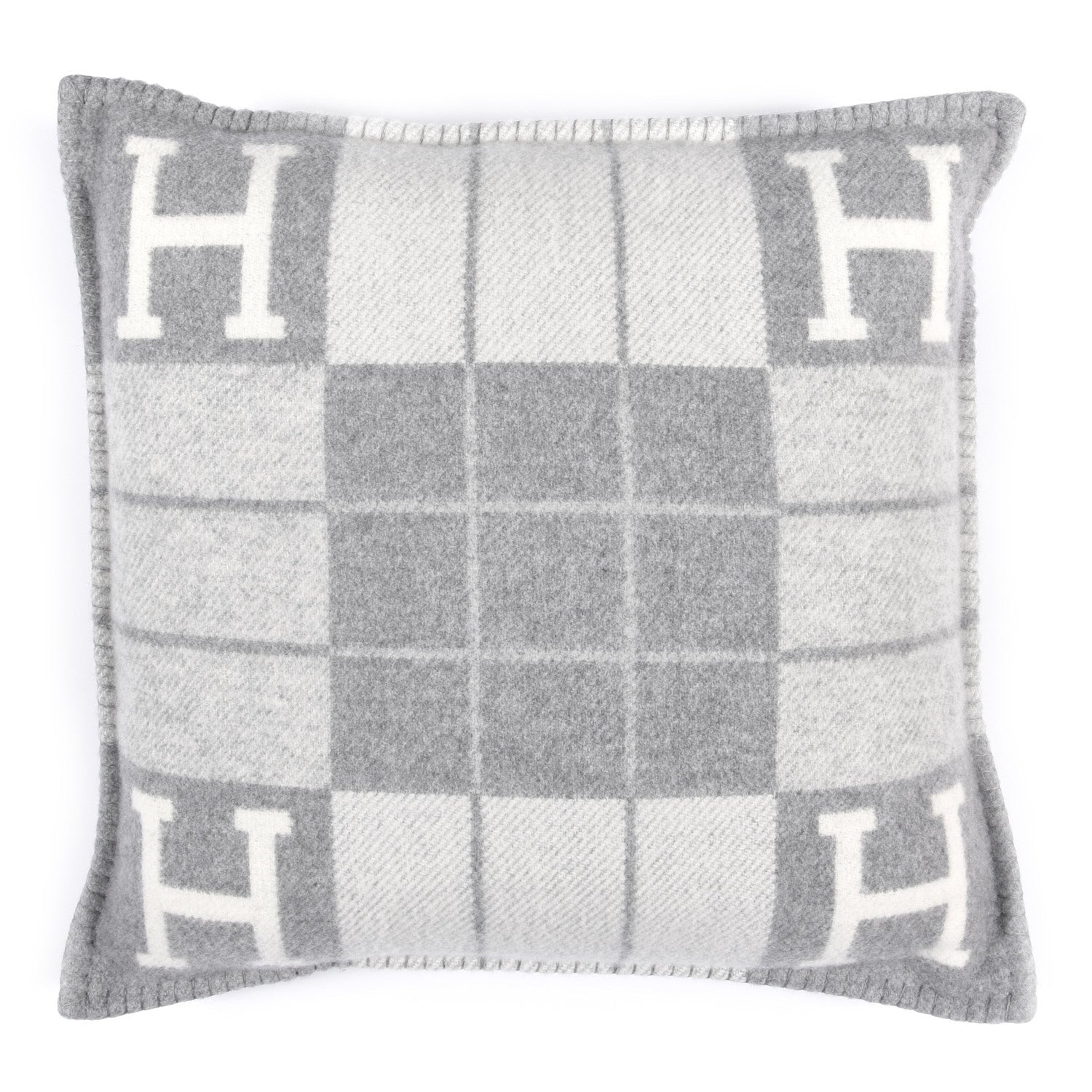 Hermes Wool Cashmere Avalon III Pillow PM Ecru Gris Clair 1 of 4