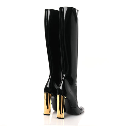 Saint Laurent Glazed Calfskin Auteuil 105mm Zip Boots 38 Black 5 of 13