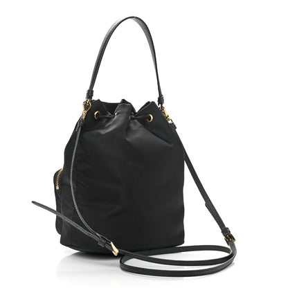 Prada Saffiano Tessuto Nylon Mini Bucket Crossbody Bag Black 3 of 9