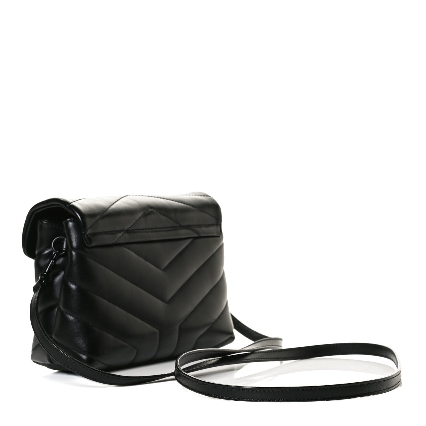 Calfskin Y Quilted Monogram Toy Loulou Crossbody Bag Black