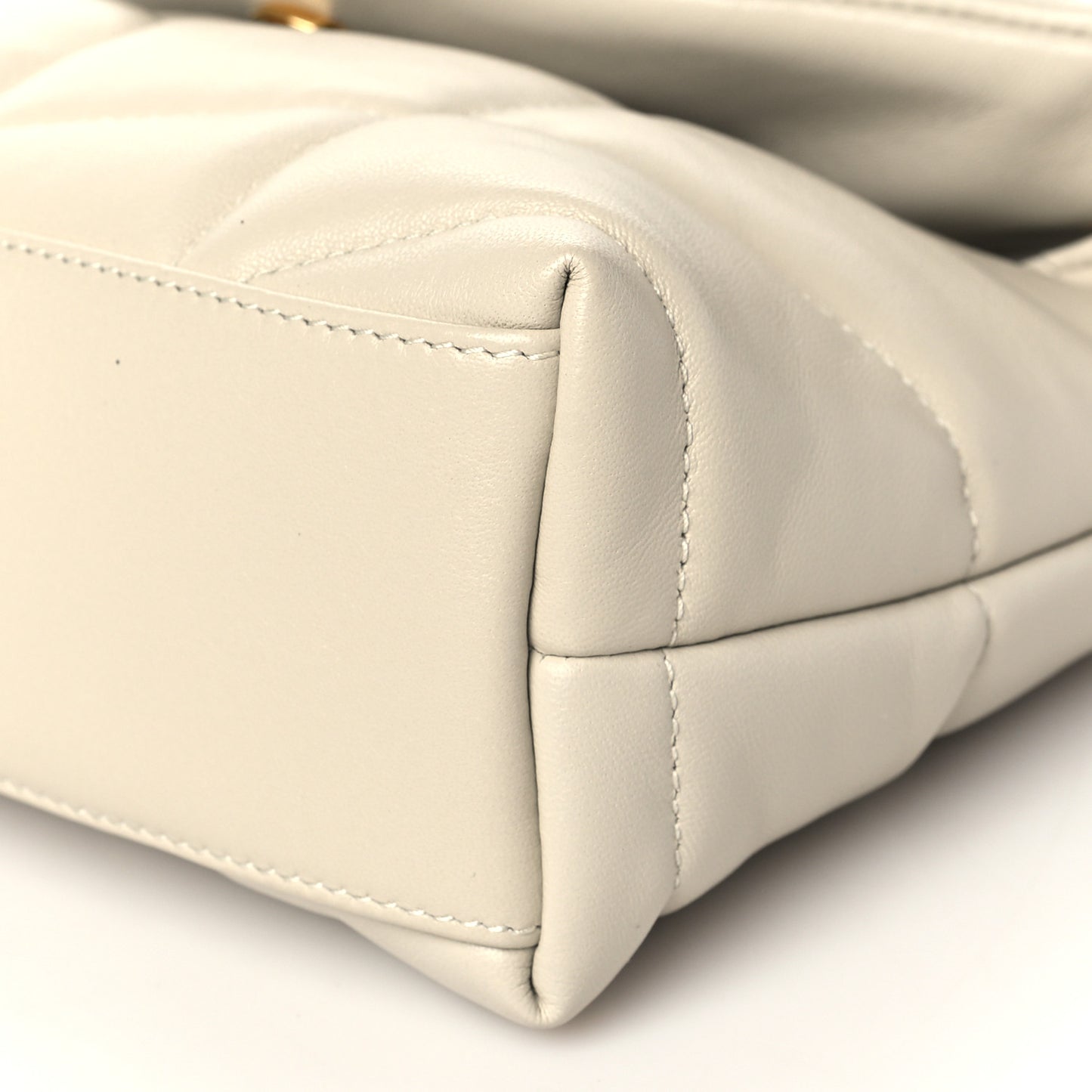 Lambskin Quilted Toy Loulou Puffer Monogram Chain Satchel Crema Soft