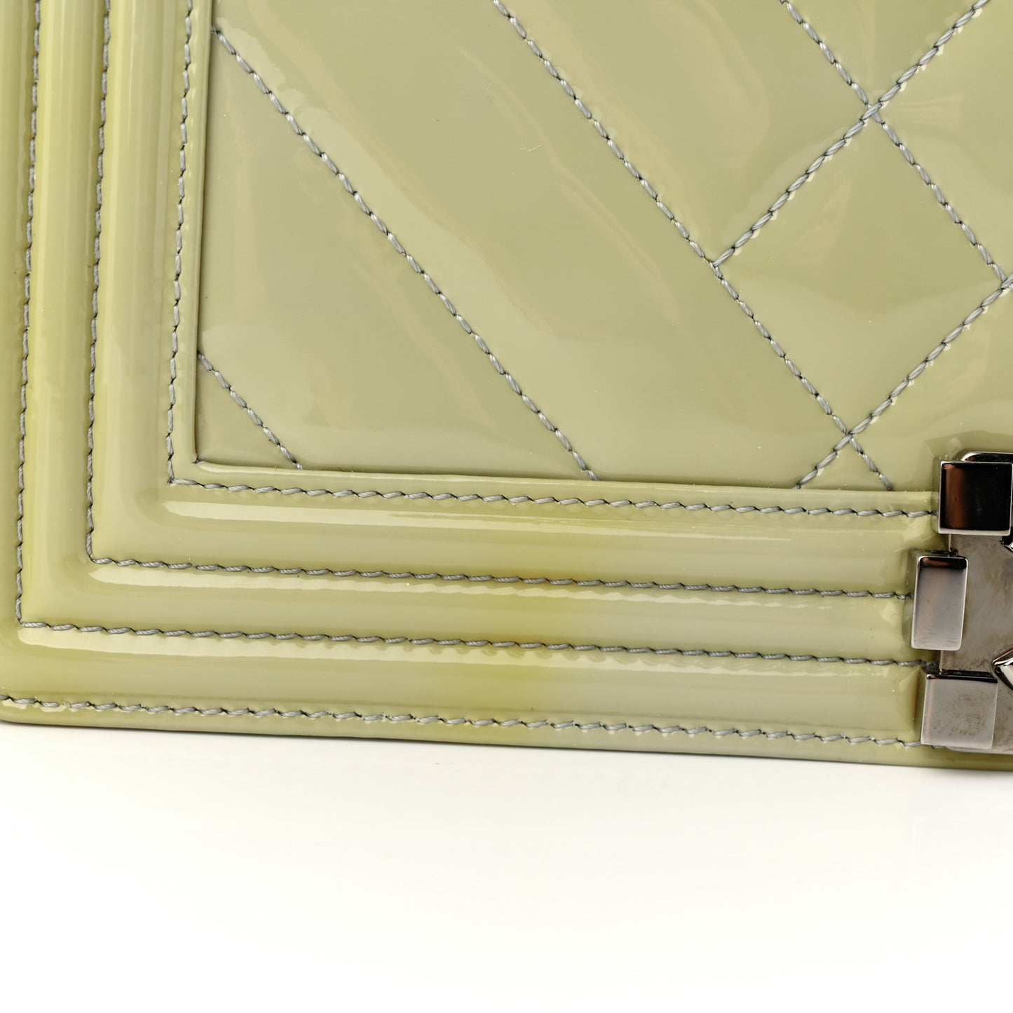 Patent Chevron Quilted New Medium Boy Flap Light Blue
