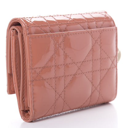 Christian Dior Patent Cannage Lady Dior Lotus Wallet Dark Coral 3 of 9