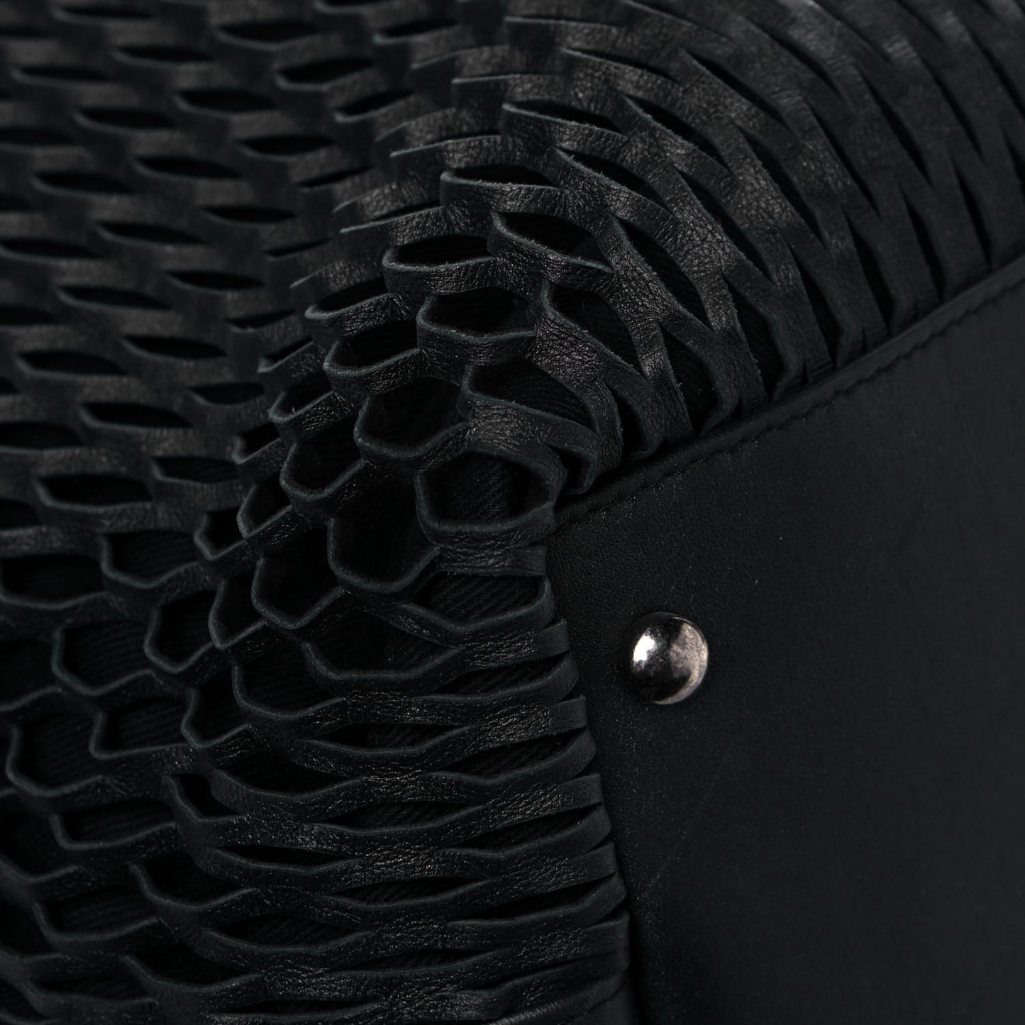 Calfskin Laser Cut Perforated CC Tote Black