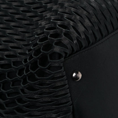 Chanel Calfskin Laser Cut Perforated CC Tote Black 10 of 12