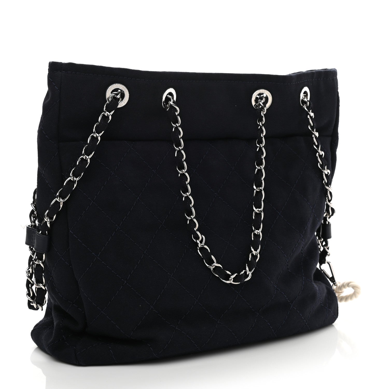 Chanel Canvas Quilted La Pausa Large Shopping Tote Navy 5 of 12