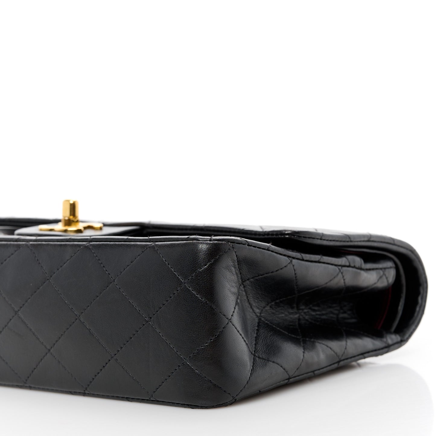 Lambskin Quilted Medium Double Flap Black