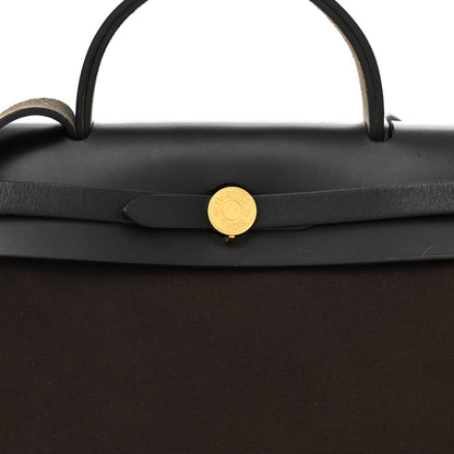 Hermes Military Toile Vache Hunter Herbag Zip Retourne 31 PM Ebene Black 9 of 15
