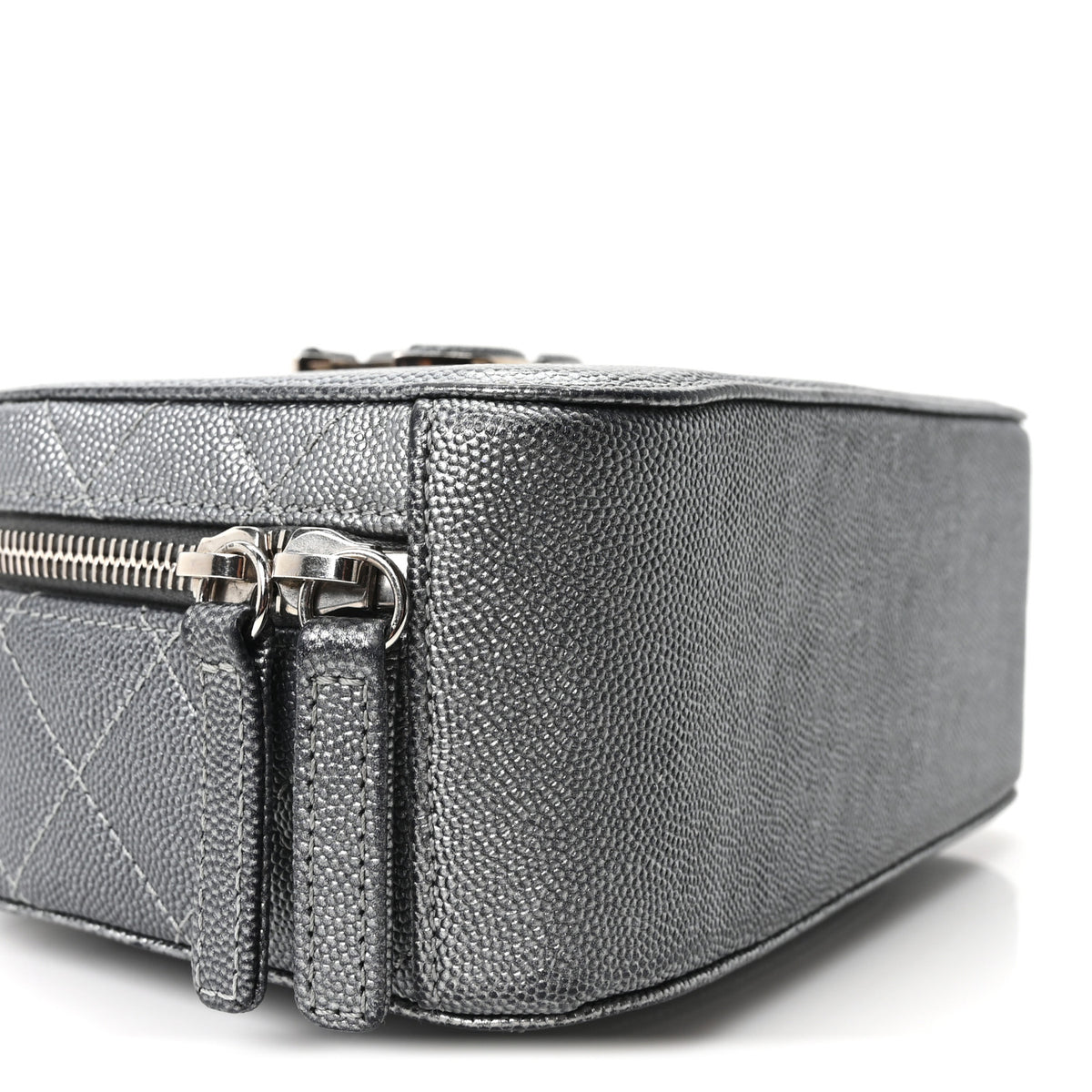 Chanel Metallic Caviar Small Coco Curve Vanity Bag Navy Blue Silver 8 of 9