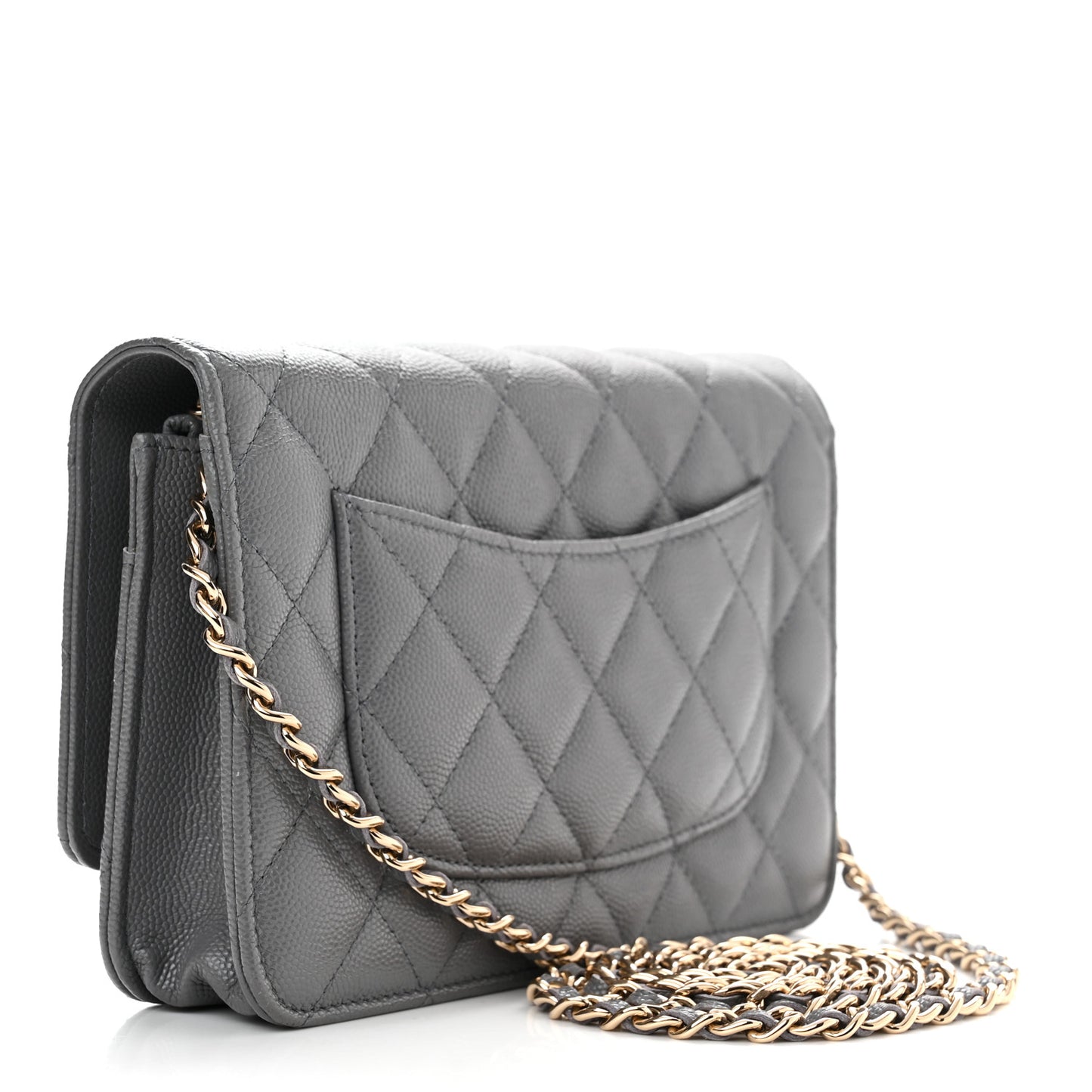 Caviar Quilted French New Wave Chain CC Wallet On Chain WOC Grey