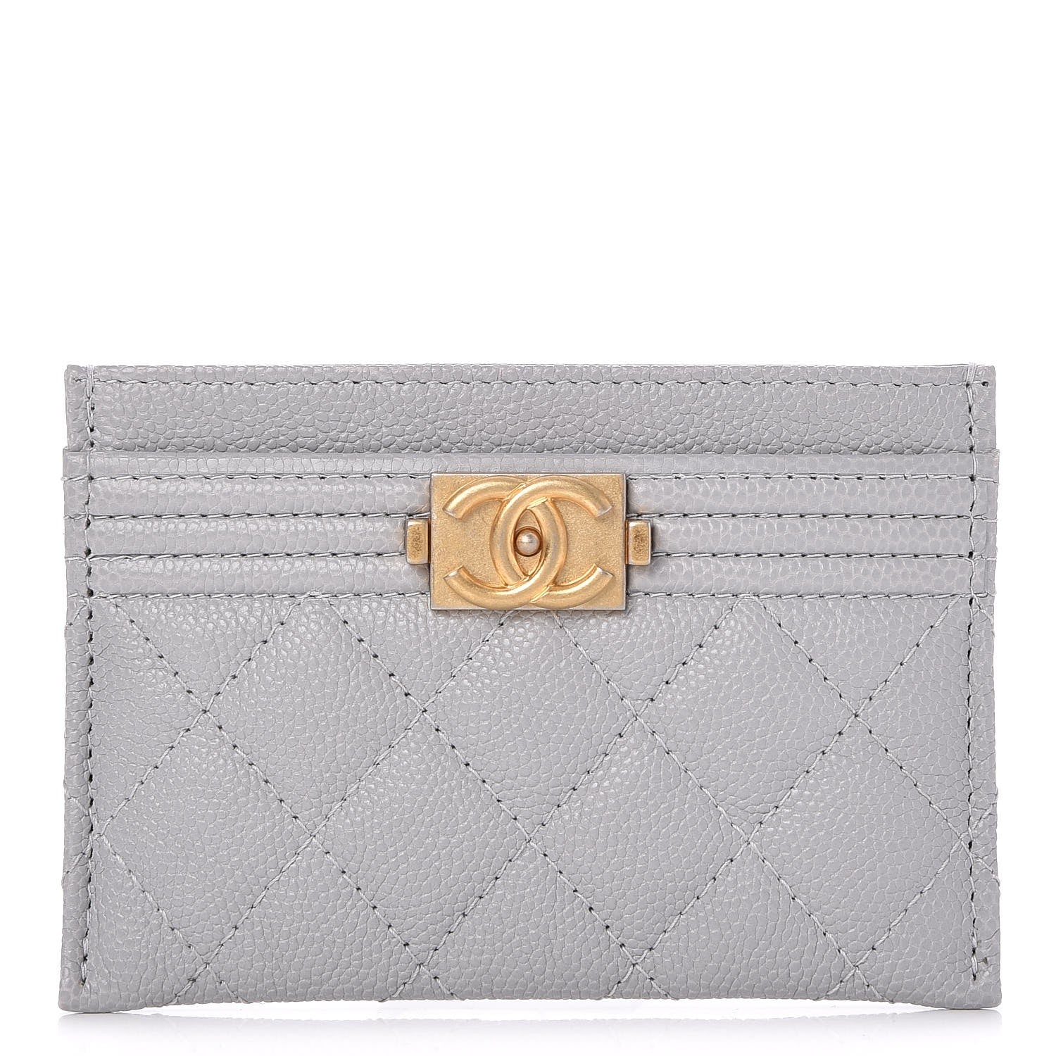 Chanel Caviar Quilted Boy Card Holder Grey 1 of 9