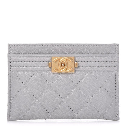 Chanel Caviar Quilted Boy Card Holder Grey 1 of 9