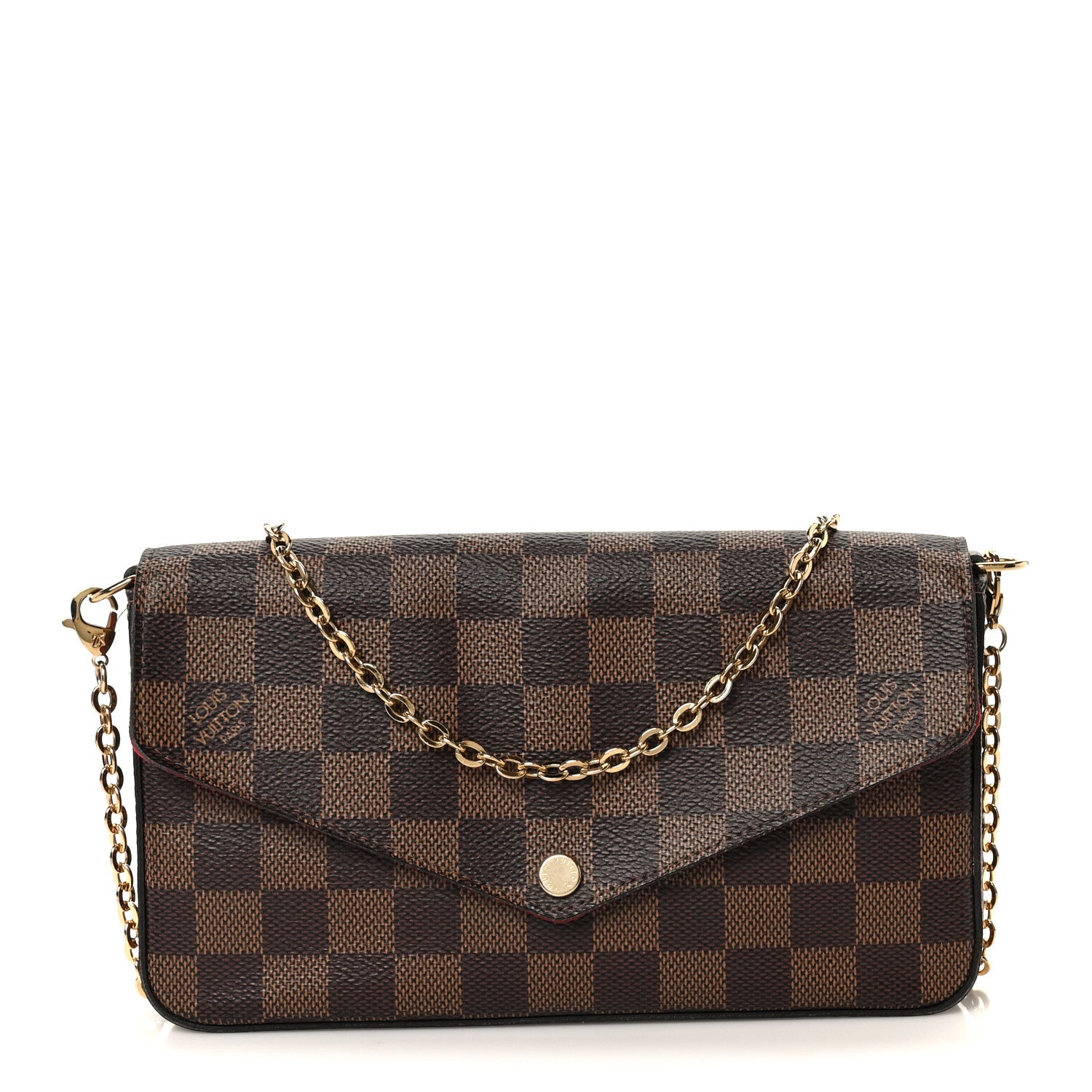 Louis Vuitton Damier Ebene Pochette Felicie Chain Wallet 1 of 16