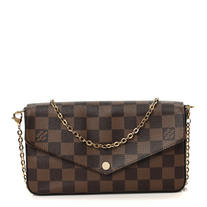 Louis Vuitton Damier Ebene Pochette Felicie Chain Wallet 1 of 16