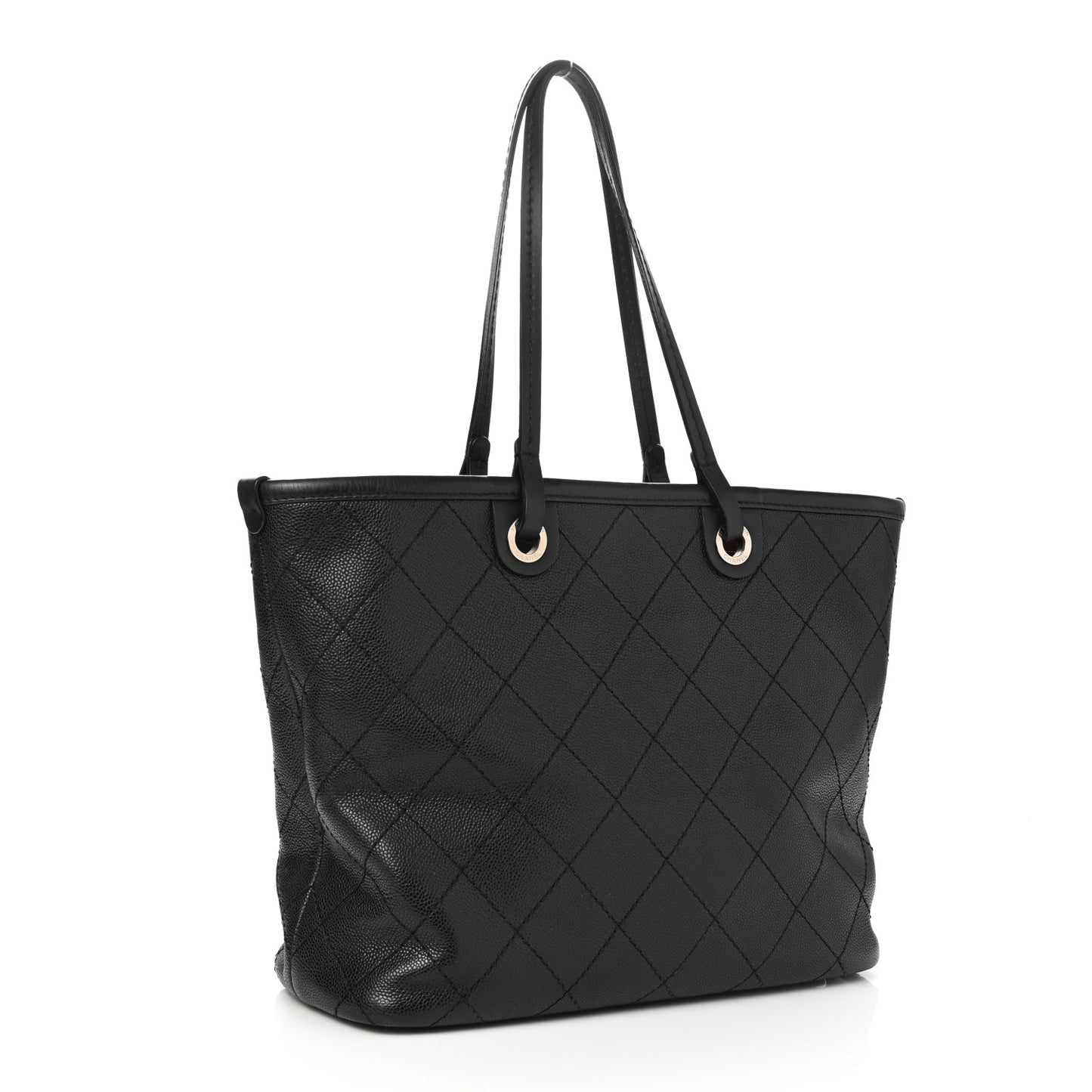 Grained Calfskin Shopping Fever Tote Black