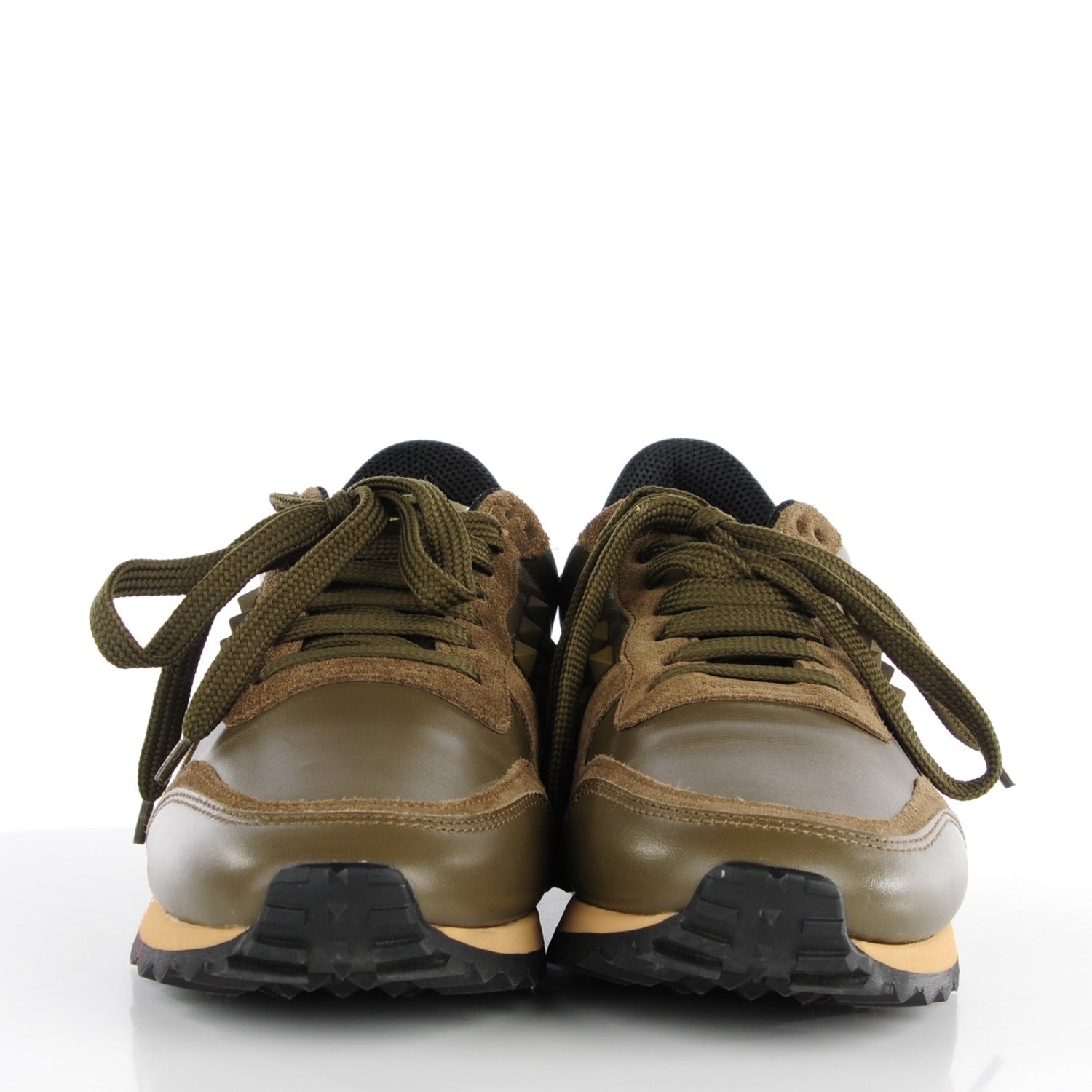 Valentino Garavani Calfskin Suede Rockstud Sneakers 39 Army Green 2 of 9