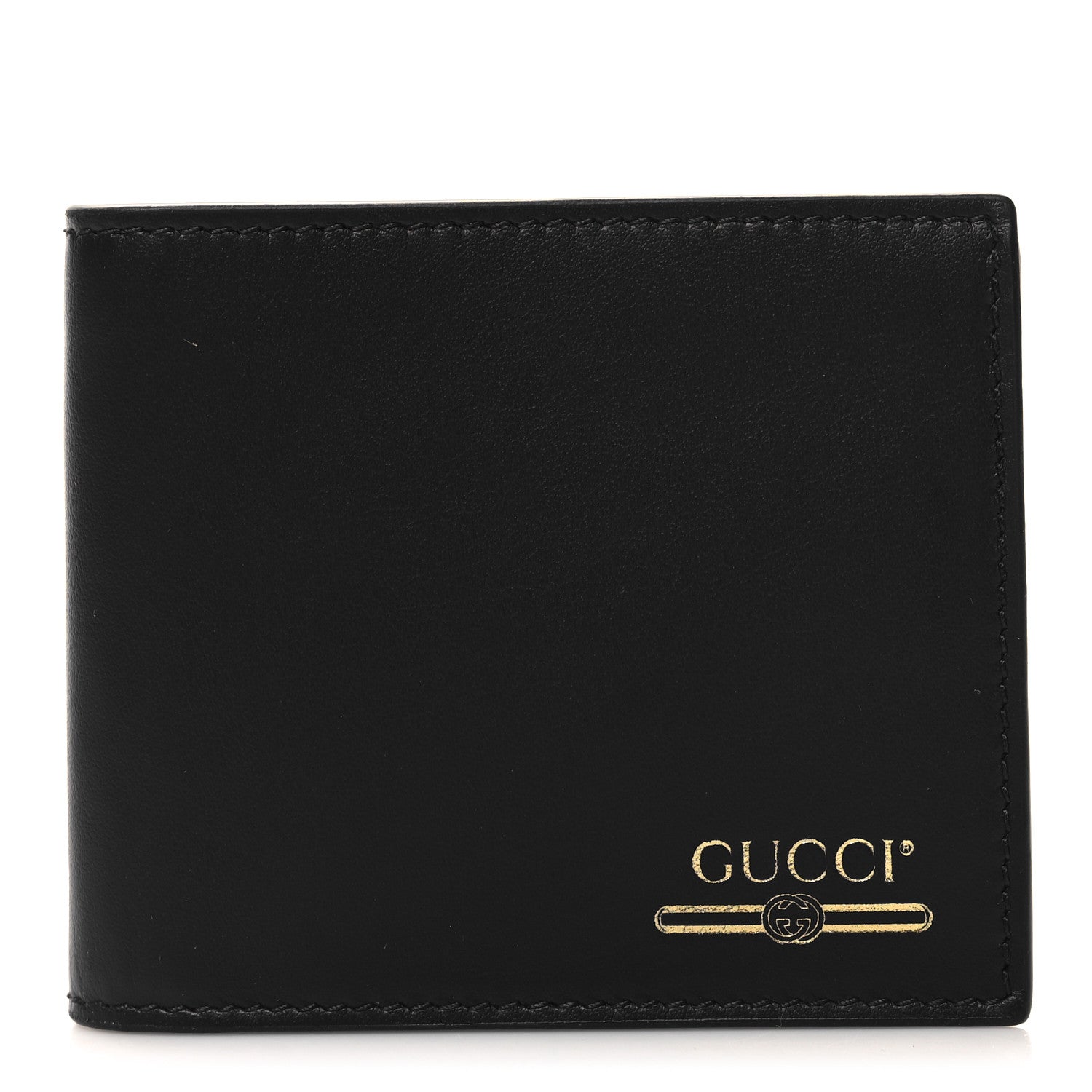 Gucci Plutone Calfskin Logo Bi-Fold Wallet Black 1 of 7