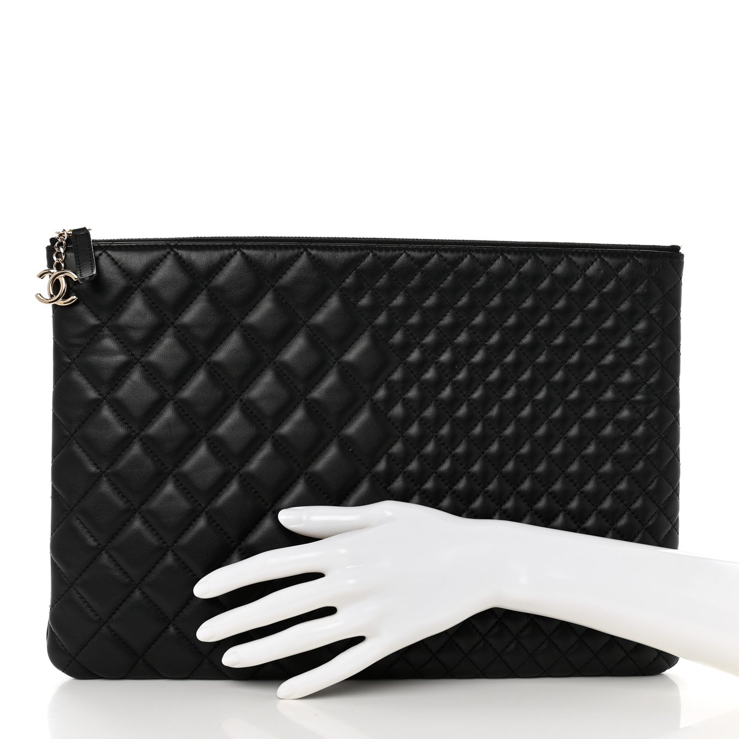 Lambskin Bi Quilted Large Cosmetic Case Black