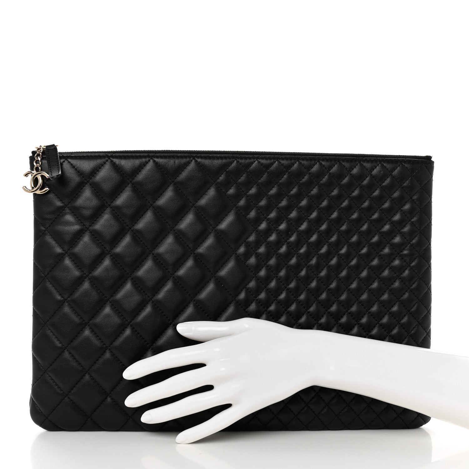 Chanel Lambskin Bi Quilted Large Cosmetic Case Black 2 of 7