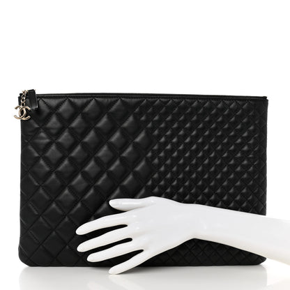 Chanel Lambskin Bi Quilted Large Cosmetic Case Black 2 of 7