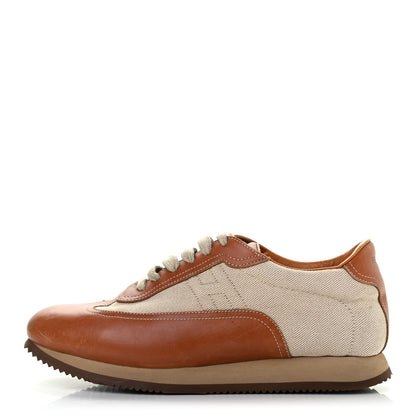 Hermes Calfskin Toile Womens Quick Sneakers 42.5 Gold 1 of 9