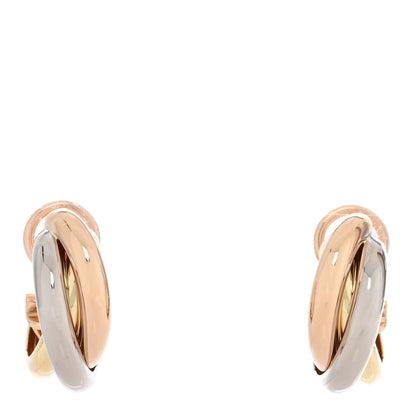 Cartier 18K Pink Yellow White Gold Classic Trinity Hoop Earrings 1 of 5