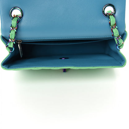 Chanel Lambskin Quilted Mini Rectangular Flap Green Blue 5 of 11