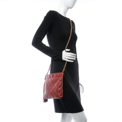 Chanel Lambskin Stitched Tassel Shoulder Bag Red 2 of 13