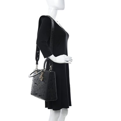 Christian Dior Calfskin Laser Cut Large Lady Dior Black 2 of 9