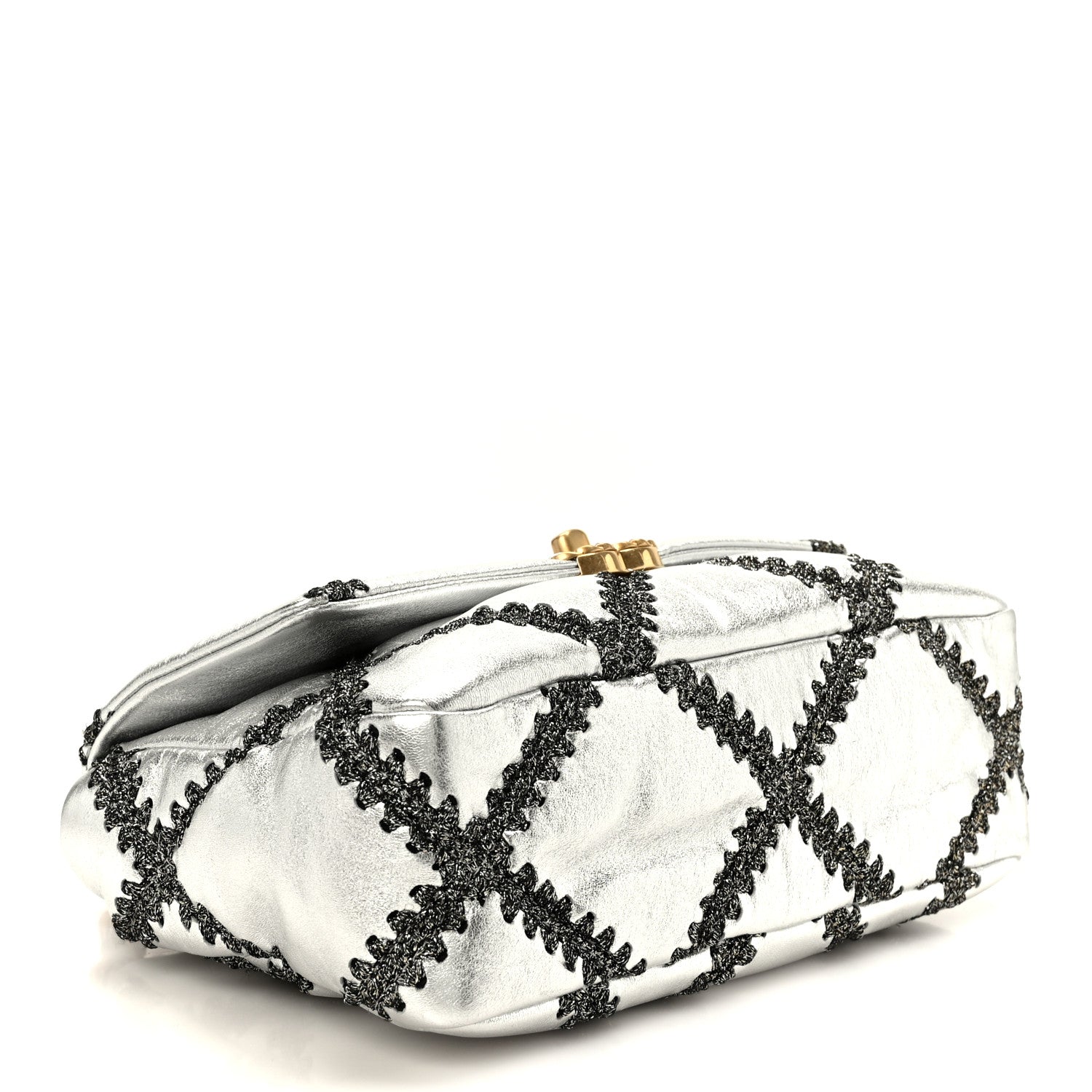 Chanel Metallic Calfskin Crochet Medium Chanel 19 Flap Silver 4 of 10
