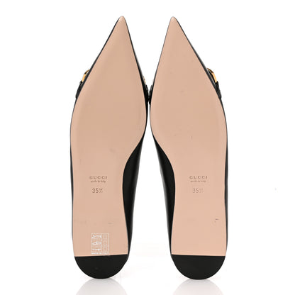 Gucci Nappa Lumiere Deva Horsebit Chain Embellished Flats 35.5 Black 6 of 9