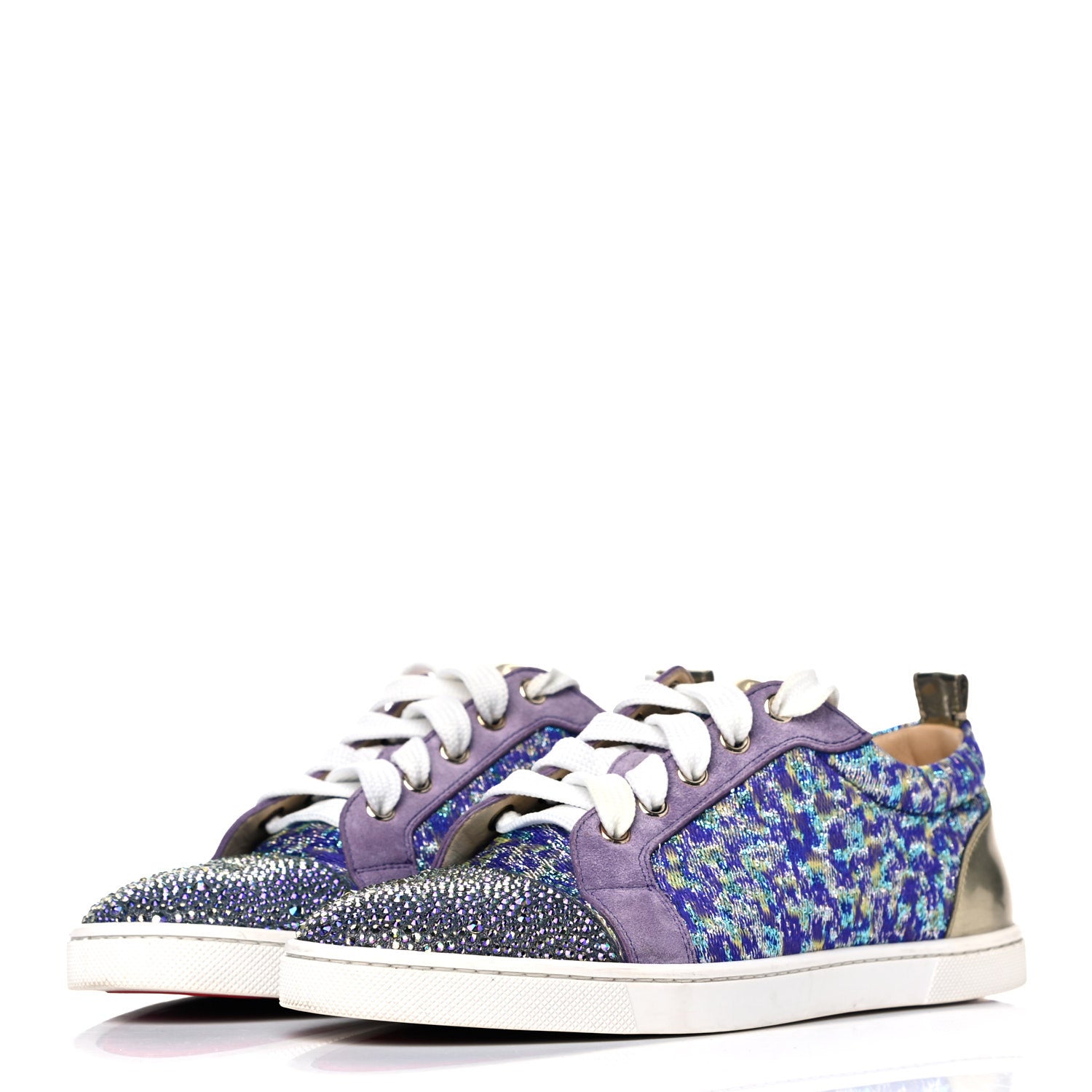 Christian Louboutin Crystal Metallic Suede Woven Lurex Gondolastrass Sneakers 38 Version Digitale 3 of 13
