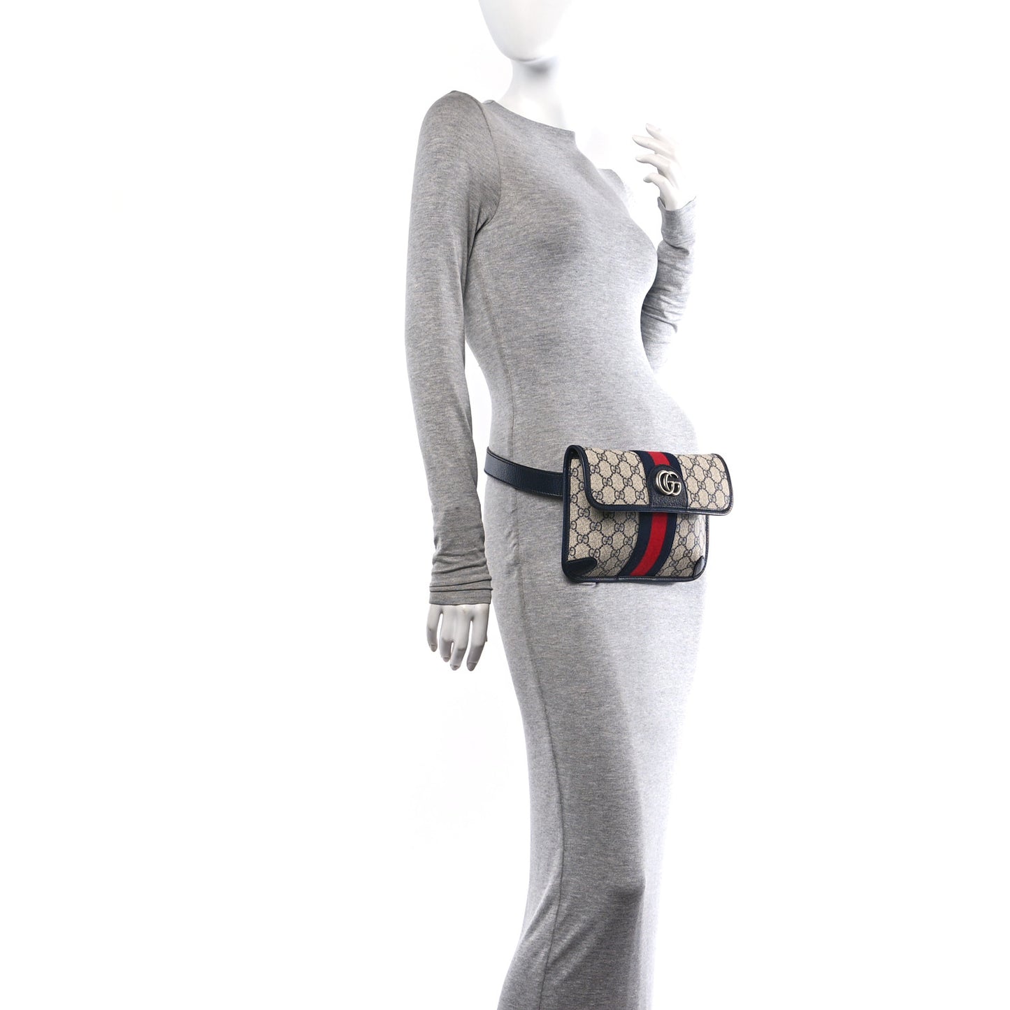 GG Supreme Monogram Web Small Ophidia Belt Bag 90 36 Beige Navy