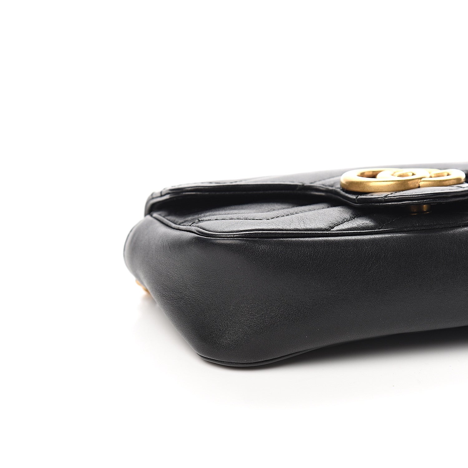 Gucci Calfskin Matelasse Super Mini GG Marmont Shoulder Bag Black 7 of 11