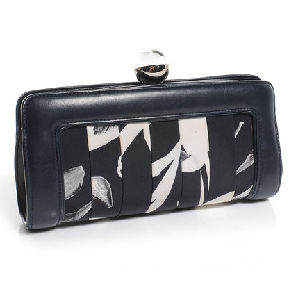 Chanel Lambskin Pleated Canvas Symbols Clutch Navy 3 of 8