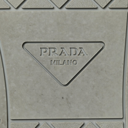 Prada Vitello Sport Spazzolato Rois Triangle Logo Womens Downtown Low Top 30mm Sneakers 37.5 White Fiordaliso 7 of 18