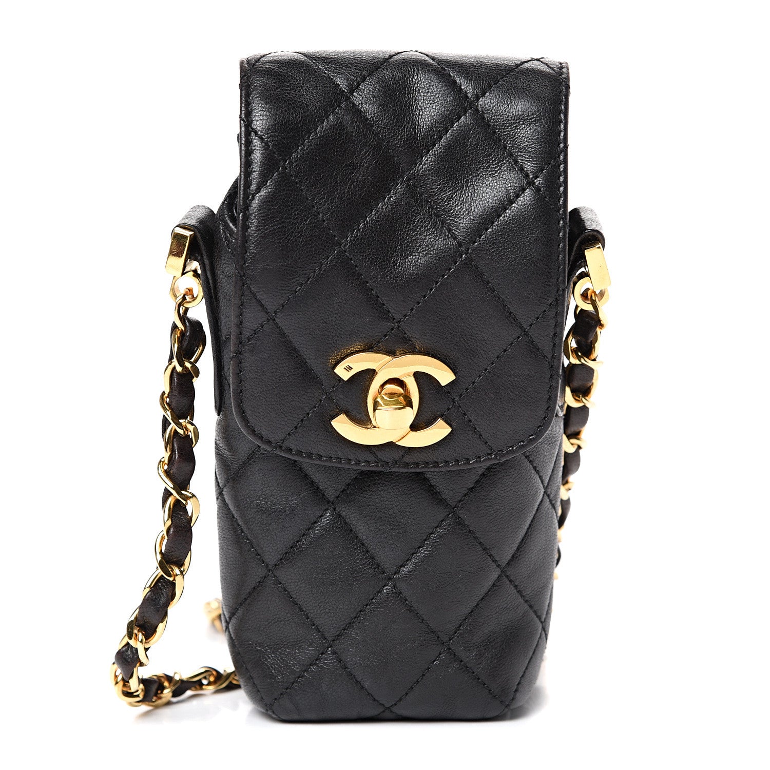 Chanel Lambskin Quilted Phone Holder Black 1 of 11