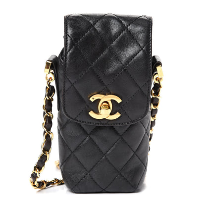 Chanel Lambskin Quilted Phone Holder Black 1 of 11