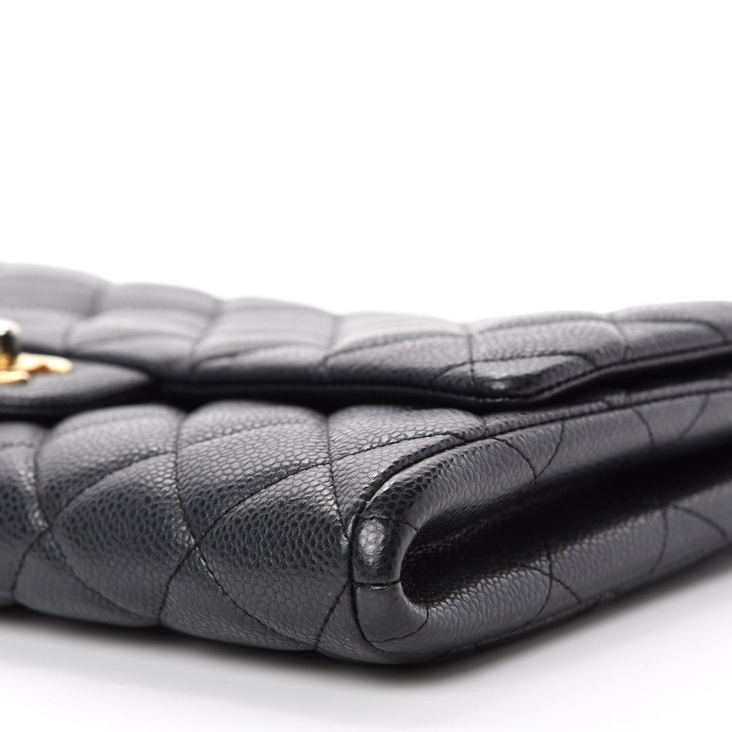 Caviar Quilted Clutch With Chain Flap Black
