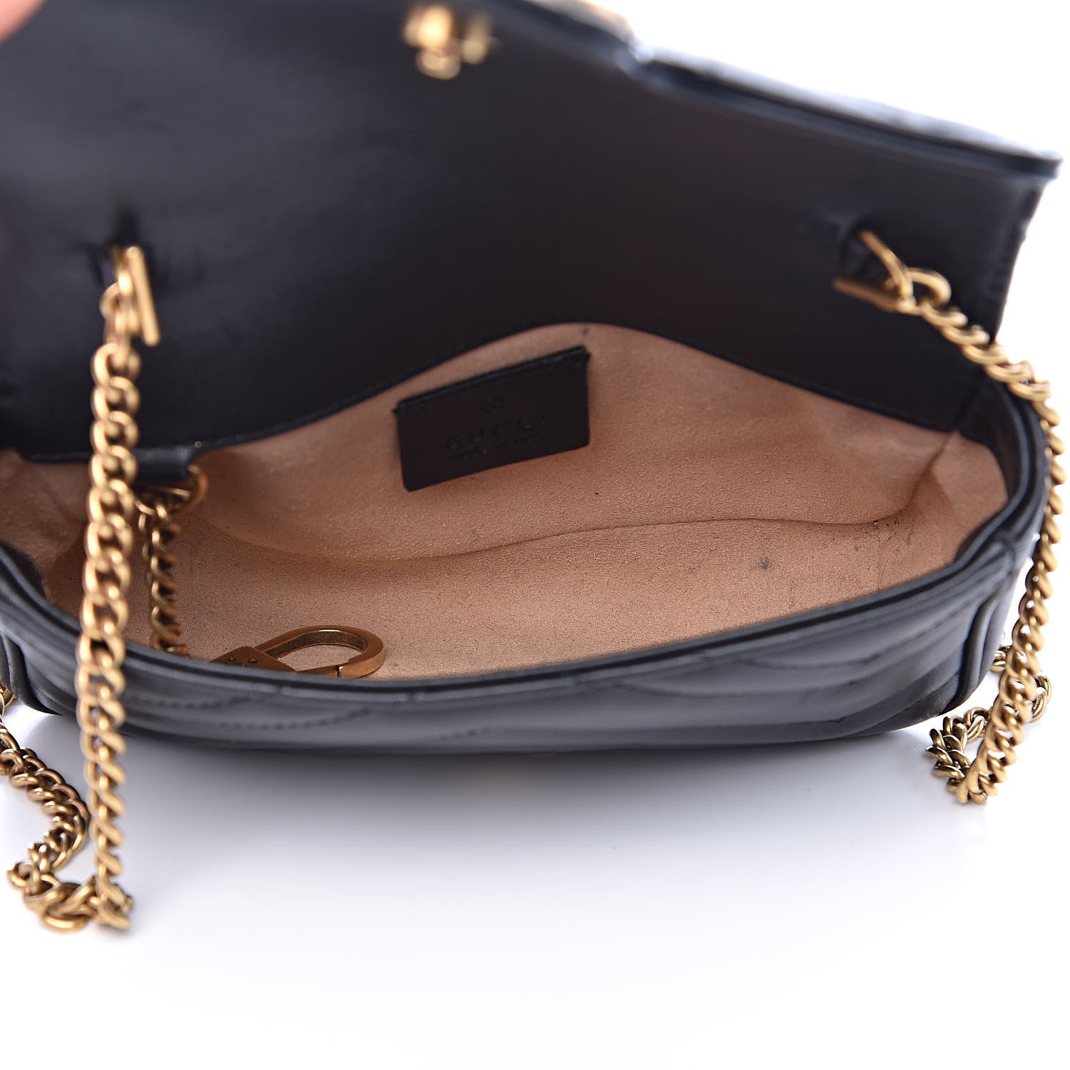 Gucci Calfskin Matelasse Super Mini GG Marmont Shoulder Bag Black 5 of 14