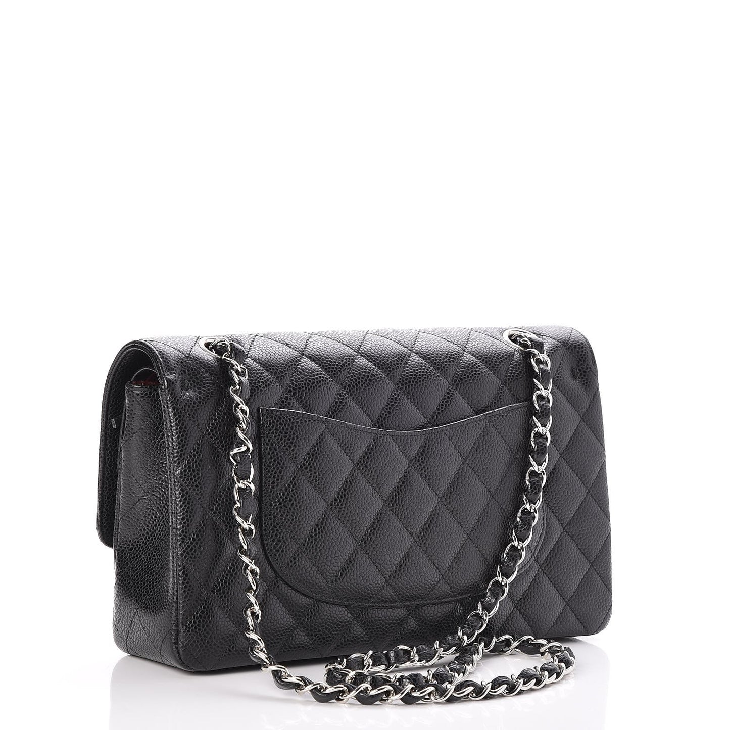 Caviar Quilted Medium Double Flap Black