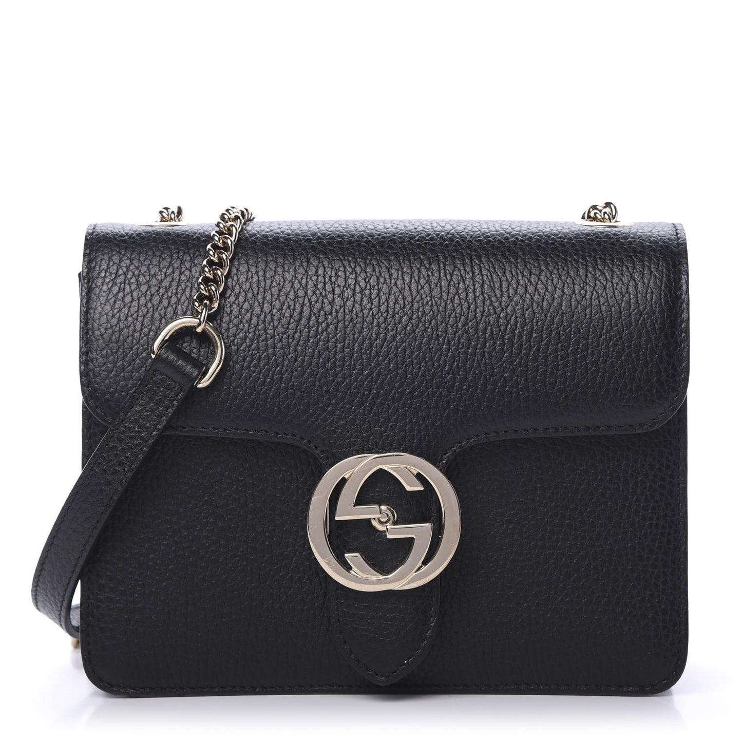Dollar Calfskin Small Interlocking G Shoulder Bag Black