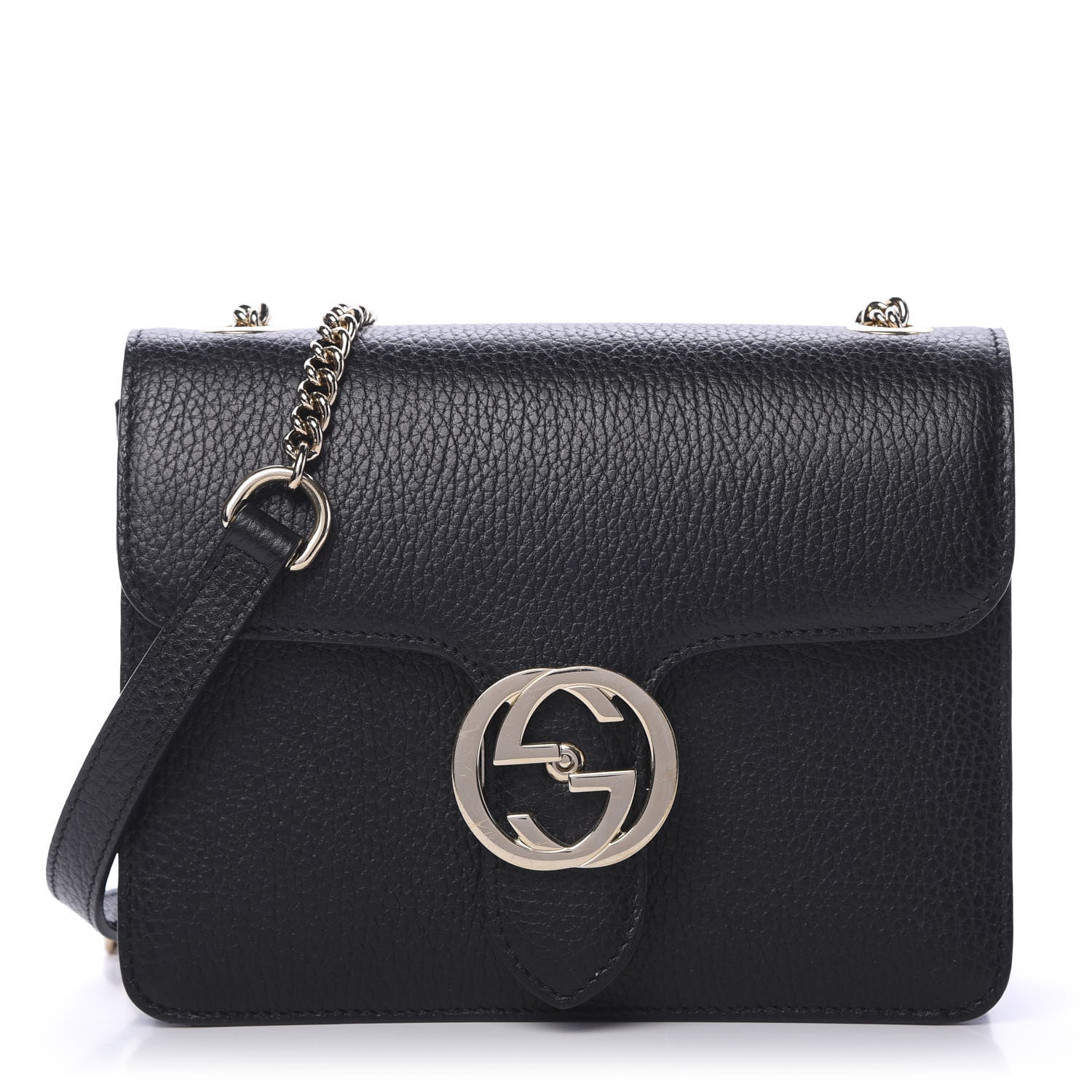 Gucci Dollar Calfskin Small Interlocking G Shoulder Bag Black 1 of 11