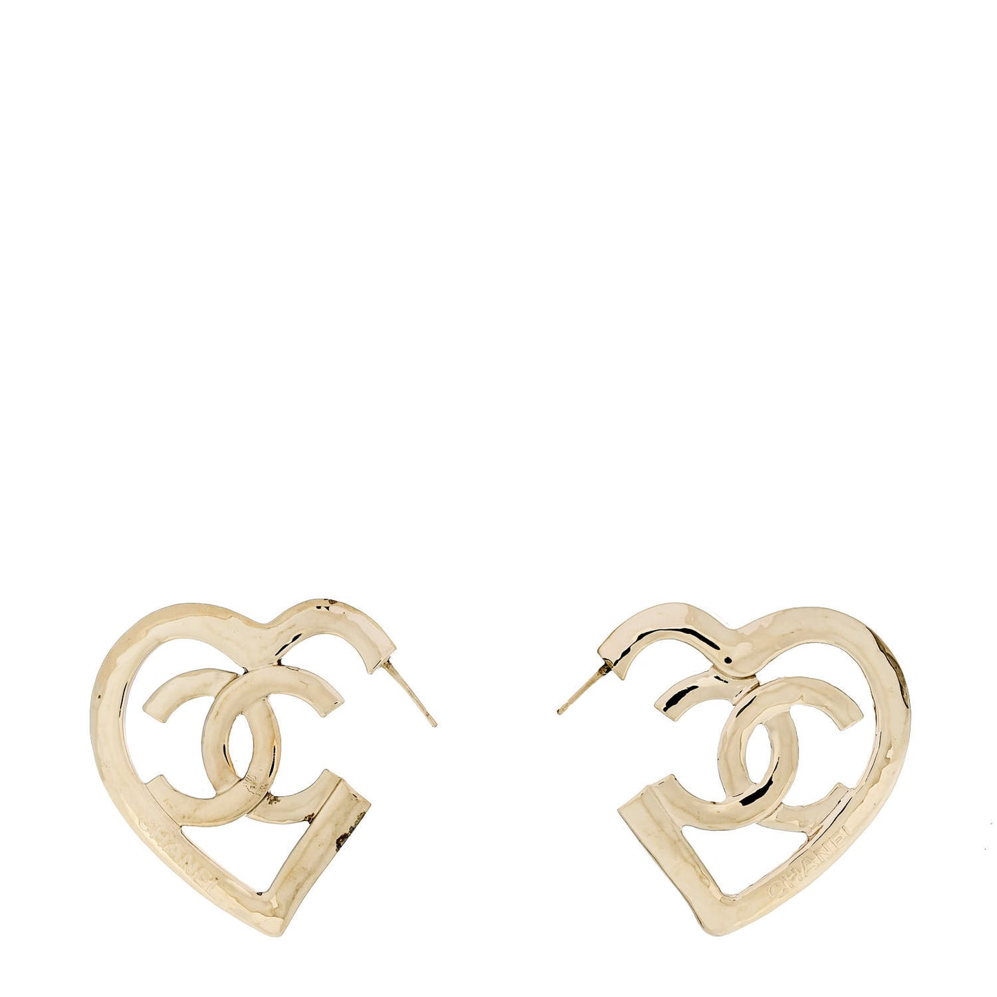 Metal CC Heart Coco In Love Hoop Earrings Gold