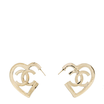 Chanel Metal CC Heart Coco In Love Hoop Earrings Gold 1 of 4